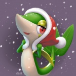 ambiguous_gender christmas_clothing christmas_headwear clothed clothing feral grey_background hat headgear headwear holidays looking_at_viewer partially_clothed santa_hat semi-anthro simple_background smile solo longlevy christmas nintendo pokemon generation_5_pokemon pokemon_(species) reptile scalie snake snivy 1:1 2016 digital_media_(artwork) portrait shaded