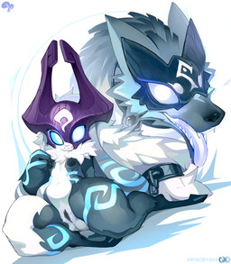 anthro areola armor black_areola black_nipples black_vulva blue_sclera bottom_heavy breasts butt butt_from_the_front crotch_tuft cuff_(restraint) duo female fluffy front_view fur fused_shadow genitals glowing glowing_eyes grey_body grey_fur headgear helmet hooves looking_at_viewer male multicolored_body multicolored_fur navel neck_tuft nipples nude open_mouth restraints shackles short_stack simple_background small_breasts smile thick_thighs tongue tongue_out tuft two_tone_body two_tone_fur vulva white_background white_body white_eyes white_fur wide_hips krokobyaka league_of_legends nintendo riot_games tencent the_legend_of_zelda twilight_princess kindred_(lol) lamb_(lol) link_(wolf_form) midna wolf_(lol) bovid canid canine canis caprine hybrid mammal sheep wolf censored hi_res mosaic_censorship