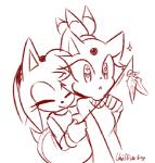 anthro cat_toy clothing duo eyes_closed female gloves handwear heart_eyes heart_symbol holding_object holding_toy smile toy spacecolonie sega sonic_the_hedgehog_(series) amy_rose blaze_the_cat domestic_cat eulipotyphlan felid feline felis hedgehog mammal 2015 low_res monochrome sketch