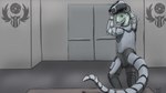 anthro armor clothed clothing grin hsd paleman smile solo wolfywetfurr_(artist) hc_svnt_dracones alien wraith_(hc_svnt_dracones) 16:9 colored hi_res sketch widescreen