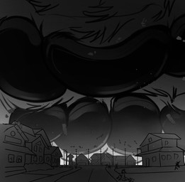 4_toes ambiguous_focus ambiguous_gender anthro barefoot biped black_pawpads building city dark detailed_background dominant dominant_ambiguous faceless_ambiguous faceless_character feet foot_focus front_view group hindpaw horn house imminent_stomp larger_ambiguous larger_anthro looking_up loom looming looming_over low-angle_view macro macro_focus micro nude on_ground outside paw_shot paw_tuft pawpads paws raised_paw rear_view road rubble running sitting size_difference smaller_ambiguous smaller_anthro solo_focus standing stomped stomping street three-quarter_view toes toony village walking beherit deviltod shingo_(threes_axelred) ambiguous_species canid canine fox mammal 2020 compression_artifacts digital_drawing_(artwork) digital_media_(artwork) greyscale monochrome sketch