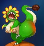 big_breasts big_butt blue_background bodily_fluids breasts butt claws eyeless female gradient_background huge_breasts nipples non-mammal_breasts non-mammal_nipples not_furry open_mouth plant saliva sharp_teeth simple_background solo teeth thick_thighs toe_claws wide_hips shenzel mario_bros nintendo dino_piranha elemental_creature flora_fauna piranha_plant