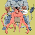 2_horns 5_toes abs anal anal_penetration animal_noises anthro areola arm_scar armwear bent_over biceps biped black_eyebrows black_hair black_text blue_body blue_fur blue_hooves blue_tail_tuft body_hair breeding_mount brown_armwear brown_clothing brown_horn chest_hair chest_scar clothing cloven_hooves duo eyebrows faceless_character faceless_humanoid faceless_male fangs feet fur green_background grey_body grey_skin grey_tail hair hooves horn horn_grab humanoid_on_anthro humanoid_on_humanoid humanoid_penetrated humanoid_penetrating humanoid_penetrating_humanoid humanoid_pointy_ears long_tail male male/male male_penetrated male_penetrating male_penetrating_male mooing mostly_nude mostly_nude_humanoid mostly_nude_male muscular muscular_humanoid muscular_male nails nipples nude nude_humanoid nude_male obliques one_eye_closed pecs penetration penile penile_penetration penis_in_ass pink_areola pink_nipples plantigrade pointy_ears red_areola red_body red_skin red_tail red_tongue scar sex short_hair simple_background size_difference smaller_penetrated spade_tail speech_bubble tail tail_grab tail_tuft tan_teeth teeth text toenails toes tongue tuft unguligrade yellow_eyes toxosalvaxe european_mythology greek_mythology mythology animal_humanoid bovid bovid_humanoid bovine bovine_humanoid demon demon_humanoid humanoid mammal mammal_humanoid minotaur english_text hi_res