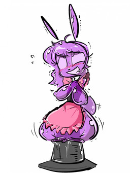 4_missing_limbs amputee anthro apron big_breasts breasts clothing dildo dildo_sitting disability eye_roll female genitals large_penetration living_sex_toy looking_up maid_uniform nipples penetrable_sex_toy penetration pink_body quadruple_amputee sex_toy simple_background smile solo translucent translucent_body uniform vaginal vaginal_penetration vulva white_background pencil-arts animate_inanimate lagomorph leporid living_onahole mammal rabbit 2022 hi_res
