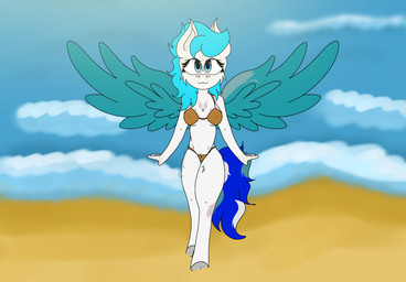 anthro beach cloud female hooves scar sea solo spread_wings water wings galaxystardubs hasbro my_little_pony mythology equid equine mammal mythological_creature mythological_equine pegasus hi_res