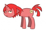 alternate_species annoyed cloud cutie_mark feral hair horn long_hair looking_at_viewer male mushroom_cloud ponification quadruped red_hair short_hair simple_background solo tail white_background unknown_artist hasbro my_little_pony mythology underling lazarus_(underling) demon equid equine mammal mythological_creature mythological_equine unicorn