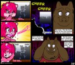 2018 absurd_res ambiguous_gender ambiguous_species anthro bear blush burping clothing comic domestic_pig english_text eyes_closed female fur group hair hi_res male mammal mr._pig_(viroveteruscy) multicolored_body multicolored_fur obese obese_male open_mouth overweight overweight_male raspberry_(viroveteruscy) red_eyes shirt sound_effects suid suina sus_(pig) text topwear two_tone_body two_tone_fur url viroveteruscy warning_cream_filled