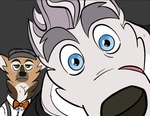 2024 anthro basile_(billie_bust_up) billie_bust_up black_nose blue_eyes bored bow_tie brown_body brown_eyebrows brown_fur canid canine canis close-up clothed clothed_anthro clothed_male clothing coat domestic_dog duo dutch_(billie_bust_up) eyebrows facial_scar fluffy frown frowning_at_viewer fur glistening glistening_eyes green_eyes grey_background grey_body grey_ears grey_eyebrows grey_fur grey_hair grey_inner_ear hair half-closed_eyes hat head_tilt headgear headwear hi_res humor looking_at_viewer male mammal multicolored_body multicolored_ears multicolored_fur multicolored_hair narrowed_eyes neck_tuft o_o scar shirt short_hair simple_background standing suspenders tan_body tan_ears tan_fur thick_eyebrows toony topwear tuft two_tone_ears unknown_artist white_body white_fur white_hair white_inner_ear wide_eyed wolf