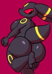 anthro anthrofied big_breasts big_butt biped black_body black_eyes breasts butt feet female glistening glistening_body glistening_butt huge_breasts huge_butt looking_at_viewer looking_back looking_back_at_viewer nude one_calf_up pokemorph purple_background raised_calf rear_view red_sclera side_boob simple_background solo tail thick_thighs ekkokenight nintendo pokemon eeveelution generation_2_pokemon pokemon_(species) umbreon digital_media_(artwork) hi_res