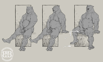 5_fingers 5_toes anthro areola arm_hair arm_support balls belly big_belly biped bodily_fluids body_hair butt chest_hair cum cum_on_ground cum_strand cumshot curling_toes dripping ears_back ejaculation erection eyes_closed feet fingernails fingers foreskin genital_fluids genitals glans half-closed_eyes hand_on_own_penis hand_on_penis happy_trail holding_penis humanoid_genitalia humanoid_penis leg_hair logo long_foreskin looking_down looking_down_at_genitalia looking_down_at_penis looking_down_at_self looking_pleasured male male_anthro masturbation musclegut muscular muscular_anthro muscular_male nails narrowed_eyes navel nipples nude nude_anthro nude_male open_mouth open_smile orgasm orgasm_face penile penile_masturbation penis pivoted_ears plantigrade precum precum_drip precum_string pubes realistic_penis_size retracted_foreskin simple_background sitting slightly_chubby slightly_chubby_anthro slightly_chubby_male smile solo spread_legs spreading tan_background teeth text toenails toes tongue unretracted_foreskin bruteandbrawn bear mammal 5:3 artist_logo artist_name full-length_portrait line_art monochrome portrait sequence sketch url
