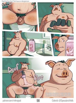 anthro baby_powder balls bathroom black_hair foreskin fur genitals hair long_foreskin male nude nude_anthro nude_male overweight overweight_anthro overweight_male page_number penis pink_body pink_skin pubes sitting smile solo spread_legs spreading stretch_marks teeth text mikrogoat basil_(mikrogoat) domestic_pig mammal suid suine sus_(pig) comic end_page english_text hi_res url