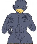 abs big_breasts breast_grab breasts female genitals hand_on_breast muscular navel nipples nude pubes pussy smile solo tail clifftothemax third-party_edit beatrice_belacrow busty_bird avian bird corvid corvus_(genus) crow oscine passerine color_edit colored hi_res