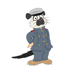anthro biped black_body bottomwear clothing hat headgear headwear male pants shirt simple_background solo standing topwear uniform white_background white_body piothecloudrat cloud_rat mammal murid murine northern_luzon_cloud_rat rat rodent 1:1 2026 hi_res