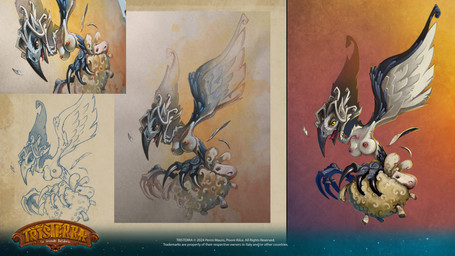 ambiguous_feral ambiguous_gender art_progression beady_eyes beak black_beak black_body black_eyes black_feathers black_talons blue_line_art breasts carrying_another cloven_hooves copyright_symbol duo feathered_wings feathers feet female female_humanoid feral flying fur gradient_background grey_hair grey_hooves hair hooves light long_neck medium_breasts medium_hair multicolored_body multicolored_feathers nipples nude nude_female nude_humanoid open_beak open_mouth open_smile quadruped red_nipples red_tongue simple_background smile symbol tail talons text title toes tongue two_tone_body two_tone_feathers two_tone_wings white_body white_feathers white_wings wings wool_(fur) year yellow_body yellow_eyes yellow_fur yellow_tail alice_pisoni mauro_perini european_mythology greek_mythology mythology tristerra:_la_grande_baldoria avian bovid caprine harpy humanoid mammal mythological_avian mythological_creature sheep 16:9 2024 4k absurd_res adobe_photoshop_(artwork) artist_collaboration colored colored_line_art dated digital_drawing_(artwork) digital_media_(artwork) english_description english_text hi_res italian_text lighting official_art shaded widescreen