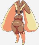 anthro big_breasts breasts female generation_4_pokemon genitals lopunny nikuq_owata nintendo pokemon pokemon_(species) pussy slightly_chubby solo