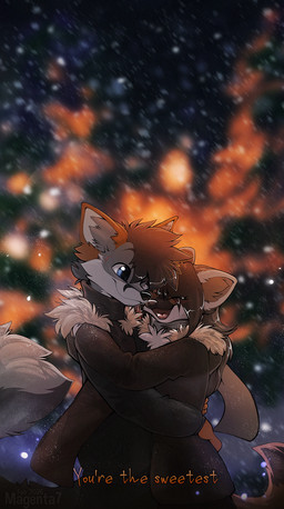 anthro biped blush bottomwear clothed clothed_anthro clothed_female clothed_male clothing duo female fingers fully_clothed fully_clothed_anthro fully_clothed_female fully_clothed_male fur hair male smile snow snowing tail teeth tongue topwear winter magenta7 canid canine fox mammal mustelid musteline stoat true_musteline weasel 2026 digital_drawing_(artwork) digital_media_(artwork) hi_res