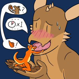 anthro blush bodily_fluids breath burping duo male male/male neck_bulge sweat sweatdrop unwilling_to_willing_pred vore willing_prey karamelkobold karamel_kobold kobold scalie animated pictographics
