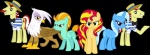 beak bow_(feature) bow_tie clothing cutie_mark feathered_wings feathers female feral fur green_body green_fur group hat headgear headwear horn identical_twins male simple_background tail top_hat transparent_background unsigned wings yellow_body yellow_fur vector-brony equestria_girls friendship_is_magic hasbro my_little_pony mythology flam_(mlp) flim_(mlp) gilda_(mlp) lightning_dust_(mlp) sunset_shimmer_(eg) trixie_(mlp) avian equid equine gryphon mammal mythological_avian mythological_creature mythological_equine pegasus unicorn absurd_res alpha_channel hi_res brother_(lore) brothers_(lore) sibling_(lore) twins_(lore)