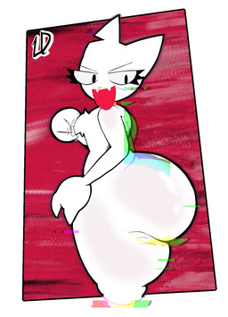 anthro big_butt butt chest_tuft claws female female_anthro flat_chested fur glitch huge_butt looking_back nude nude_anthro nude_female open_mouth side_view simple_background smile solo standing teeth thick_thighs tuft white_body white_fur wide_hips lewdewott femtanyl token_(femtanyl) domestic_cat felid feline felis mammal 2025 digital_drawing_(artwork) digital_media_(artwork) flat_colors hi_res