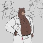 anthro belly big_pecs bodily_fluids fluffy huge_pecs male overweight pecs scar smile solo sweat privon mihoyo zenless_zone_zero ben_bigger bear mammal 1:1 hi_res sketch