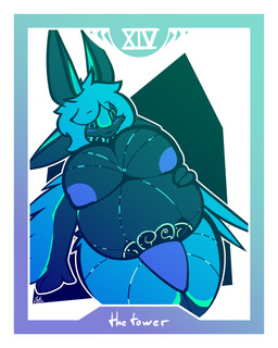 3_fingers 4_ears anthro belly big_belly big_breasts black_sclera blush border breasts card collar collar_only fingers flaccid genitals gynomorph hair hand_on_belly hand_on_ground huge_breasts ink intersex long_hair looking_down looking_down_at_self major_arcana multi_ear nude penis penis_between_thighs pregnant pregnant_gynomorph pregnant_intersex sitting solo tapering_penis tarot tarot_card the_tower_(tarot) thick_thighs white_border winged_arms wings womb_tattoo conditional_dnp lodi_(artist) ralena/ralaku avali avian 4:5 absurd_res hi_res restricted_palette