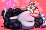 2024 absurd_res anthro belly big_belly big_breasts bottomwear breasts cake clothing cookie deep_navel dessert dragon duo eating eyewear female food glasses hair hands_on_belly hi_res huge_belly huge_breasts huge_thighs mammal mephitid morbidly_obese morbidly_obese_anthro morbidly_obese_female mythological_creature mythological_scalie mythology navel obese obese_anthro obese_female overweight overweight_anthro overweight_female pillow scalie sitting skunk stuffing thick_thighs topwear viroveteruscy weight_gain