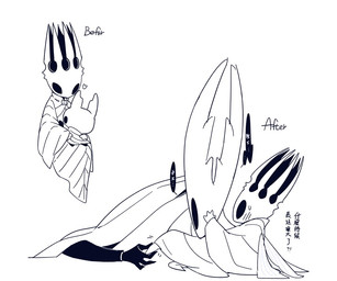 2_horns 7_horns ambiguous/ambiguous ambiguous_gender anthro black_body black_eyes blush blush_lines bodily_fluids cloak clothing duo featureless_feet feet foot_grab hand_on_face heart_symbol horn insect_wings leaning leaning_backward multi_horn on_lap simple_background sitting sitting_on_lap size_difference sweat sweatdrop text white_background white_body white_cloak white_clothing white_head wings worried monz_tw hollow_knight_(franchise) team_cherry hollow_knight_(character) pale_king_(hollow_knight) pure_vessel_(hollow_knight) arthropod insect vessel_(species) 2025 6:5 chinese_text digital_media_(artwork) english_text line_art monochrome translation_request father_(lore) father_and_child_(lore) male_(lore) nonbinary_(lore) parent_(lore) parent_and_child_(lore)