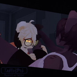 anthro anthro_penetrated black_body black_fur bodily_fluids brown_body brown_fur clothing duo erection eyewear fellatio female fur genitals glasses glowing glowing_eyes hair male male/female night oral oral_penetration orange_body orange_fur penetration penile penile_penetration penis penis_in_mouth sex simple_background striped_body stripes tail tail_motion tailwag tednotbob lado_(tednotbob) marilyn_(tednotbob) felid mammal mustelid otter pantherine tiger 1:1 3d_(artwork) 3d_animation animated digital_media_(artwork) loop no_sound short_playtime video
