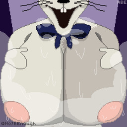 anthro areola big_breasts bodily_fluids bow_tie breasts breath buckteeth creepy_smile doll female grey_body hand_on_breast hand_on_own_breast huge_breasts looming musk nipples panting presenting presenting_breasts purple_background simple_background smile solo steam steamy_breath stitch_(sewing) sweat sweatdrop sweaty_armpit sweaty_body sweaty_breasts teeth whiskers notbraveenough five_nights_at_freddy's scottgames vanny_(fnaf) animate_inanimate lagomorph leporid living_doll mammal rabbit 1:1 2024 digital_media_(artwork) pixel_(artwork) watermark