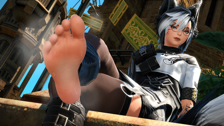 5_toes barefoot black_hair black_lipstick black_nails black_toenails bodily_fluids clothing colored_nails colored_toenails disgust feet female fishnet_clothing foot_fetish foot_focus fox_ears hair humanoid_feet lipstick makeup multicolored_hair musk nails plantigrade soles solo steam steamy_feet sweat sweaty_feet toenails toes tomboy two_tone_hair aylendawn final_fantasy final_fantasy_xiv square_enix aylen_dawn animal_humanoid canid canid_humanoid canine canine_humanoid felid feline fox fox_humanoid human humanoid mammal mammal_humanoid miqo'te true_fox 16:9 3d_(artwork) 4k absurd_res digital_media_(artwork) hi_res widescreen