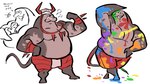 absurd_res anthro belly big_man_(splatoon) bottomwear clothing fish flexing grey_body grin hi_res male manta_ray marine musclegut muscular nintendo paint_splatter pecs pupils ray_(fish) shorts slit_pupils smile solo speckled_body splatoon stingray wafaaaahhh