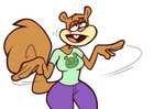 anthro brown_body brown_fur brown_tail buckteeth clothing female fur glistening_eyelids lidded_eyes shirt simple_background solo t-shirt tail teeth topwear white_background galactabee dreamworks nickelodeon shrek_(series) spongebob_squarepants sandy_cheeks shrek_(character) mammal rodent sciurid tree_squirrel 2020 digital_media_(artwork)