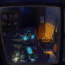 anthro beak black_body black_fur blue_eyes clothing dark duo fangs fur holding_arm male male/male navel orange_eyes outside_looking_in rain_on_window raining scared shota sitting spread_legs spreading teeth underwear young young_anthro young_male dakkawoof dakka avian bird canid canine canis hybrid mammal owl reptile scalie snake wolf 1:1 2017 digital_media_(artwork) digital_painting_(artwork) hi_res painting_(artwork)