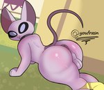 anthro anus ass_up bottomwear butt clothing femboy hairless male nude solo farbi kid_vs._kat mr._kat domestic_cat felid feline felis hairless_cat mammal sphynx_(cat) absurd_res hi_res