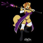 anthro biped boots border breasts brown_eyes cleavage clothed clothing female folded_ears footwear hair holding_object holding_staff looking_at_viewer magic_user orange_hair purple_clothing shoes simple_background solo staff standing transparent_background transparent_border kittydee dakota_hazard canid canine canis domestic_dog mammal 2022 alpha_channel artist_name digital_media_(artwork) full-length_portrait hi_res portrait