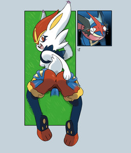 anthro anus areola big_butt blue_body breasts buckteeth butt butt_grab cheek_tuft disembodied_hand disembodied_penis duo eyelashes facial_tuft feet female genitals grass grey_background hand_on_butt lying male male/female nipples on_front on_style open_mouth orange_eyes pawpads penetration penis pink_areola pink_nipples plant simple_background small_breasts teeth thick_thighs tuft vaginal vaginal_penetration vulva wide_hips starioforreal nintendo pokemon ash-greninja cinderace generation_6_pokemon generation_8_pokemon greninja pokemon_(species) absurd_res hi_res