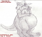 anthro clothing duo hat headgear headwear hug male male/male obese overweight tail text thick_tail ozkangaroo oz_kangaroo kangaroo macropod mammal marsupial english_text low_res