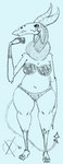 4_toes anthro bone bra breasts clothing dark_sclera feet female floppy_ears horn looking_at_viewer mostly_nude neck_tuft panties pattern_clothing pattern_topwear pointed_tail pupils simple_background skull skull_head slightly_chubby slit_pupils solo spots spotted_clothing spotted_topwear standing toes topwear tuft underwear omegax american_mythology indigenous_north_american_mythology mythology north_american_mythology cryptid demon wendigo 2021 hi_res signature