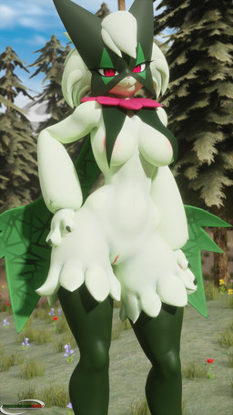 anthro areola bottomless breasts clothed clothing female female_anthro feral genitals looking_at_viewer medium_breasts pink_areola plant solo tree vulva marianokun seriuswolf_(modeler) nintendo pokemon generation_9_pokemon meowscarada pokemon_(species) 3d_(artwork) absurd_res blender_(artwork) blender_cycles_(artwork) digital_media_(artwork) hi_res