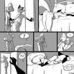 1:1 anthro arm_pull ass_up bed bedroom bent_over big_breasts bodily_fluids bomber_jacket bottomwear bovid breasts butt canid canine caprine check_mark cleavage clothed clothing comic cotton_tail denim denim_bottomwear denim_clothing dialogue door drooling duo ellipsis entering eyes_closed facepalm female fox fox_girl_(ehs) fully_clothed furniture greyscale heart_symbol inside interspecies inviting jacket jeans lying male mammal monochrome on_bed on_front open_clothing open_jacket open_topwear pants pictographics predator/prey presenting presenting_hindquarters raised_tail requesting saliva scientific_instrument sheep shirt slypon sweat sweatdrop tail thermometer tom_(ehs) topwear walking_away weather_instrument