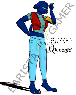 anthro blind bottomwear clothing denim denim_bottomwear denim_clothing denim_jacket denim_topwear disability eyewear female jacket jeans pants scarf shirt simple_background solo sunglasses text topwear white_background baristagamerproductions queenie_(gem_hunters) bird_dog canid canine canis domestic_dog hunting_dog labrador mammal retriever 4:5 absurd_res braille_text hi_res shaded watermark