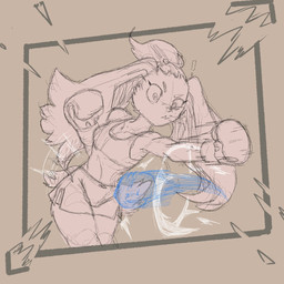 anthro belly_punching boxing boxing_attire boxing_gloves boxing_shorts clothing comic_panel duo female handwear punch punched sport chamma_retsuden canid canine canis domestic_dog mammal 1:1 hi_res
