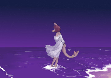 anthro beach bone_frill breasts brown_hair cleavage clothed clothing dress female frill_(anatomy) hair long_tail night off_shoulder outside partially_submerged scales sea seaside short_hair sky snout solo spiked_tail spikes spikes_(anatomy) star starry_sky tail tan_body tan_scales water white_clothing white_dress sakamtosng cavemanon_studios i_wani_hug_that_gator principal_scaler dinosaur oviraptor oviraptorid oviraptorosaur prehistoric_species reptile saurischian scalie theropod 2025 absurd_res digital_drawing_(artwork) digital_media_(artwork) hi_res