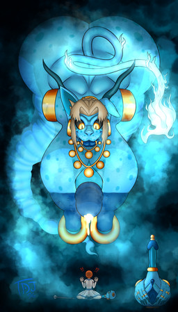 after_transformation armless big_breasts big_butt big_penis blue_body bodily_fluids breasts butt cum curse cursed_object facial_piercing female genital_fluids genitals gold_(metal) gold_jewelry huge_breasts huge_butt huge_penis hyper hyper_breasts hyper_butt hyper_genitalia hyper_penis jewelry leaking_cum leaking_penis lip_piercing lip_ring lips nipple_piercing nipples penis piercing ring_piercing transformation transformation_through_magic wide_hips thedarkjudge96 djinni_(species) spirit absurd_res hi_res