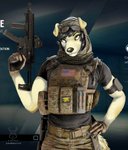 american_flag anthro black_hair female fur green_eyes gun hair military ranged_weapon screencap sig_mpx solo united_states_of_america weapon white_body white_fur yellow_body yellow_fur newt_wolfbuck blue_byte_(game_developer) rainbow_six rainbow_six:_siege sig_sauer tom_clancy's_(series) ubisoft michelle_melinao valkyrie_(r6s) canid canine canis domestic_dog mammal absurd_res draw_over hi_res