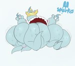 1_eye admiring anthro big_butt bodily_fluids butt cape clothing crown flaccid genitals group headgear male male/male nude penis presenting presenting_hindquarters simple_background sweat sweaty_butt thick_thighs trio wide_hips wobbling sparkothefailure sega sonic_the_hedgehog_(series) alien wisp_(sonic) digital_media_(artwork) hi_res