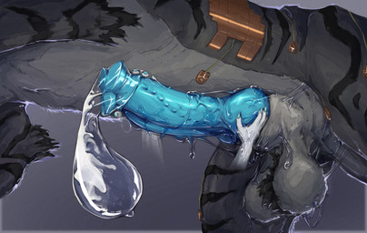 ambiguous_gender animal_genitalia animal_penis balls big_penis blue_penis bodily_fluids condom cum disembodied_hand erection feral feral_focus filled_condom floating_hands fur genital_fluids genitals hand_on_knot hand_on_penis handjob knot low-angle_view male male/ambiguous male_feral male_focus mostly_offscreen_ambiguous mostly_offscreen_character penile penis precum precum_in_condom precum_on_balls precum_on_own_penis precum_on_penis servicing_from_below sex sexual_barrier_device sheath wearing_condom drippingfangs yeena_(panzeryeena) felkin hybrid hyena mammal absurd_res digital_media_(artwork) hi_res