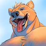 blue_eyes chest_tuft eyebrows facial_piercing looking_at_viewer male muscular muscular_male nose_piercing nostril_piercing open_mouth piercing simple_background smile teeth tongue tongue_out tuft timberdonk bear mammal ursine 1:1 absurd_res bust_portrait hi_res portrait shaded