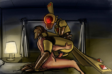 anthro bed bedroom duo faceless_character faceless_male female furniture glowing glowing_eyes human_on_anthro interspecies machine male male/female night sex yellow_body handgrenade voices_of_the_void pagonioplo-igetis avian bird human mammal robot rozital digital_drawing_(artwork) digital_media_(artwork) hi_res shaded