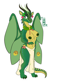antennae_(anatomy) anthro barefoot big_breasts bottomwear bracelet breasts clothed clothing feet female jewelry long_skirt navel necklace nipples non-mammal_breasts non-mammal_navel non-mammal_nipples queen royalty skirt solo topless tribal lunula mythology wings_of_fire luna_(wof) dragon mythological_creature mythological_scalie scalie silkwing_(wof) hi_res